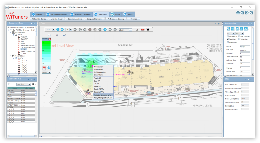 optimize selected APs in WiFi planning software