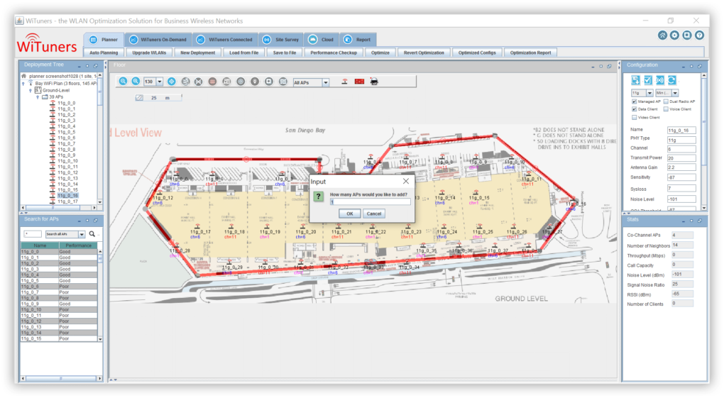 Place or add APs with drag and drop in WiFi planning software