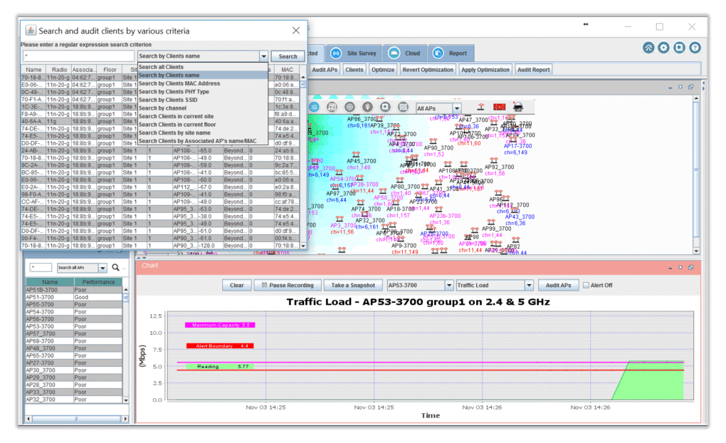 Search wireless clients in WiFi Monitoring Software