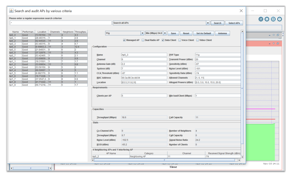 Search and monitor APs by criteria in WiFi Monitoring Software