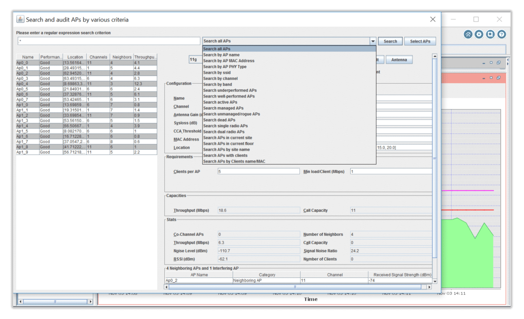 search access points in WiFi Monitoring Software