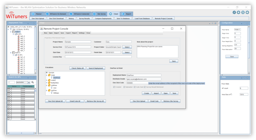 large scale wifi site survey project in WiFi planning software