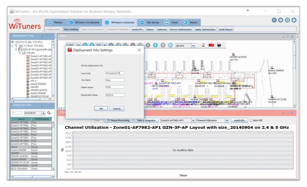 Deployment information settings in WiFi Monitoring Software