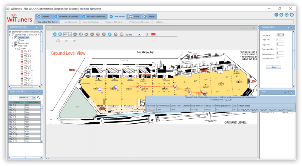 hidden nodes for a client device in WiFi planning software