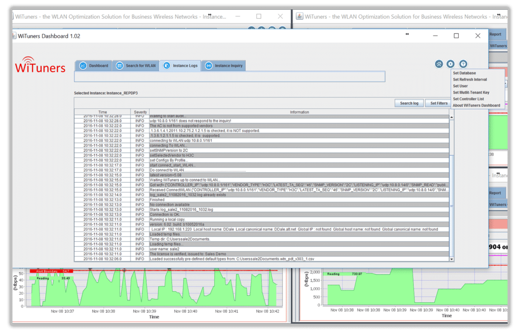 instance informantion for critical configurations managed services software for wifi performance