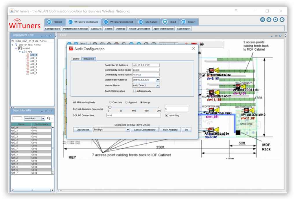 connected controller SNMP in WiFi Monitoring Software