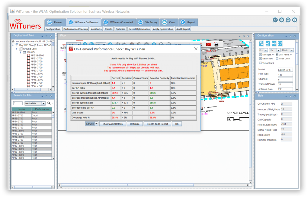 on-demand wlan checkup performance results wifi optimization