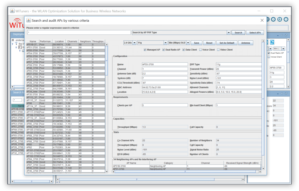 search aps informance in wireless network performance wifi optimization